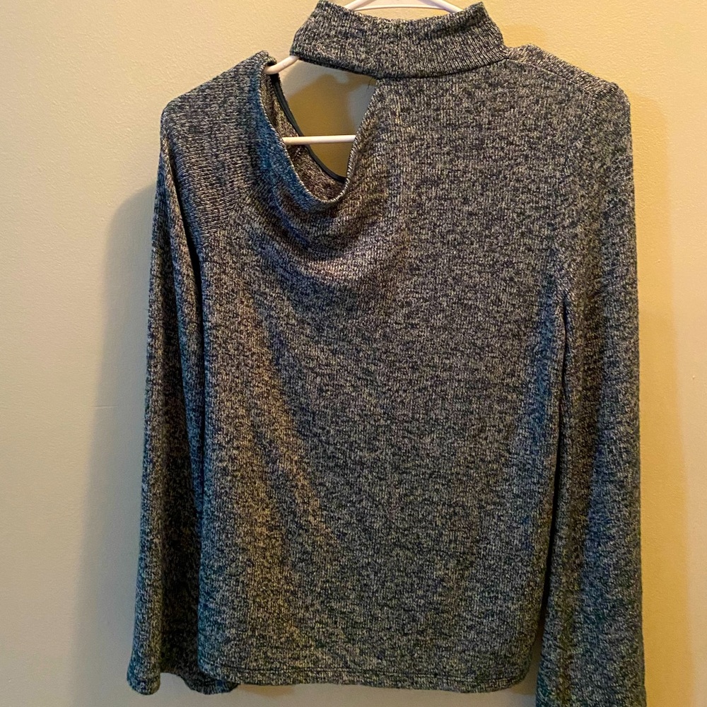 One Shoulder Knit Sweater Sz XS Heather Green Womens Long Sleeve